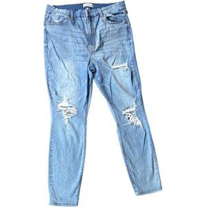 Studio Blue High Rise Distressed Stretch Denim Blue Skinny Jeans Plus Size 33